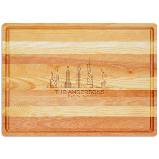 New York Skyline Master Large Wood Cutting Board